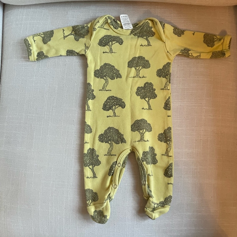 Kate Quinn Mustard Tree Print Kids Footie